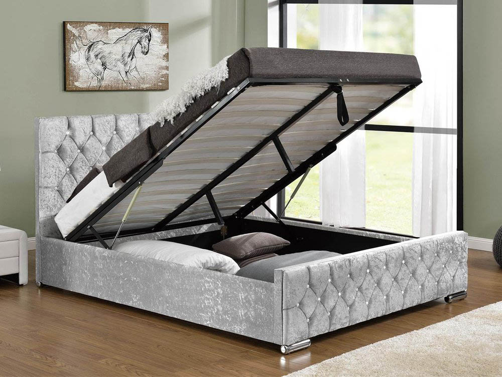 Tgc Arya 4ft6 Double Silver Crushed, Bling King Size Bed Frame