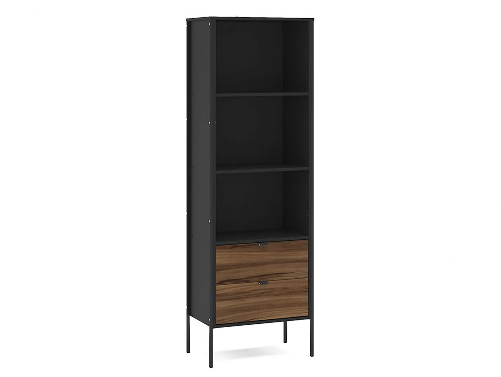 Birlea Furniture & Beds Birlea Opus Walnut and Black 2 Drawer Bookcase