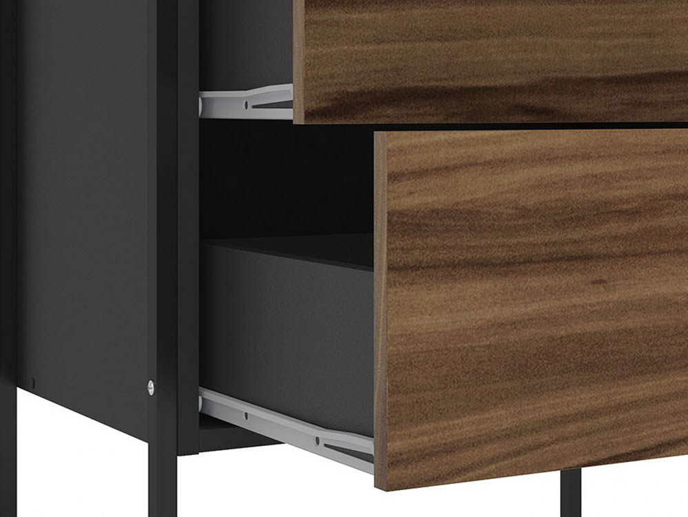 Birlea Birlea Opus Walnut and Black 2 Drawer Bookcase (Flat Packed)