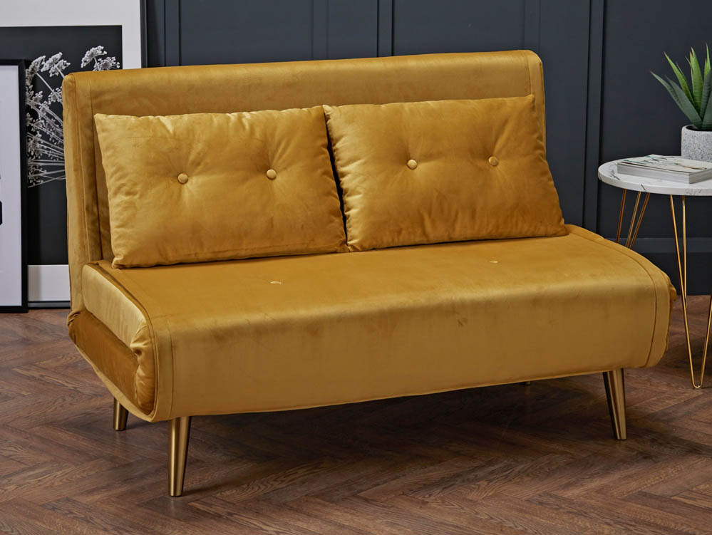LPD LPD Madison Mustard Velvet Fabric Sofa Bed