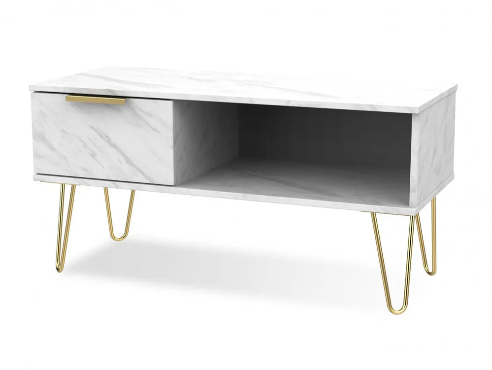Welcome Welcome Hong Kong 1 Drawer Coffee Table with Gold Hairpin Legs (Assembled)
