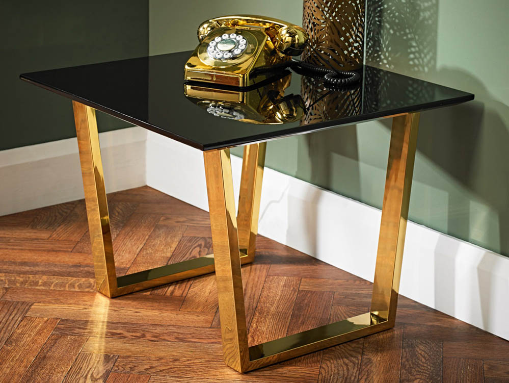 LPD LPD Antibes Black and Gold Lamp Table (Flat Packed)