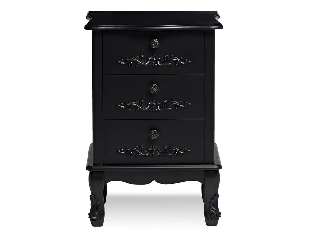 LPD LPD Antoinette Black 3 Drawer Bedside Cabinet (Assembled)