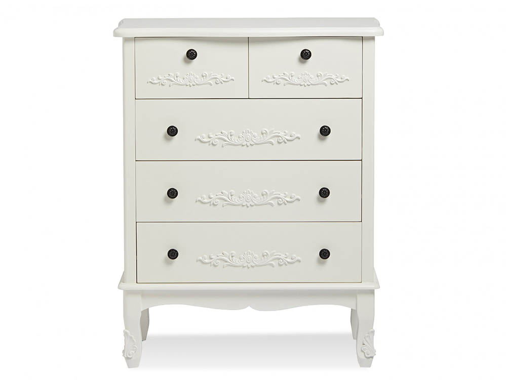 LPD LPD Antoinette White 3+2 Drawer Large Chest of Drawers (Assembled)