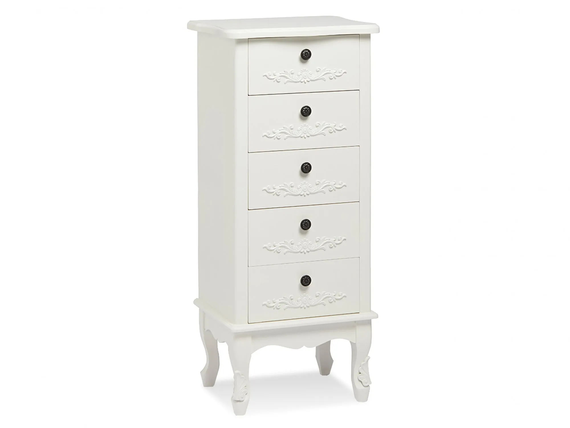 LPD LPD Antoinette White 5 Drawer Tall Narrow Chest of Drawers (Assembled)