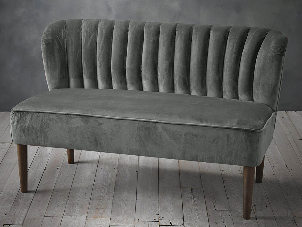 LPD LPD Bella Steel Grey Velvet Upholstered Fabric 2 Seater Sofa