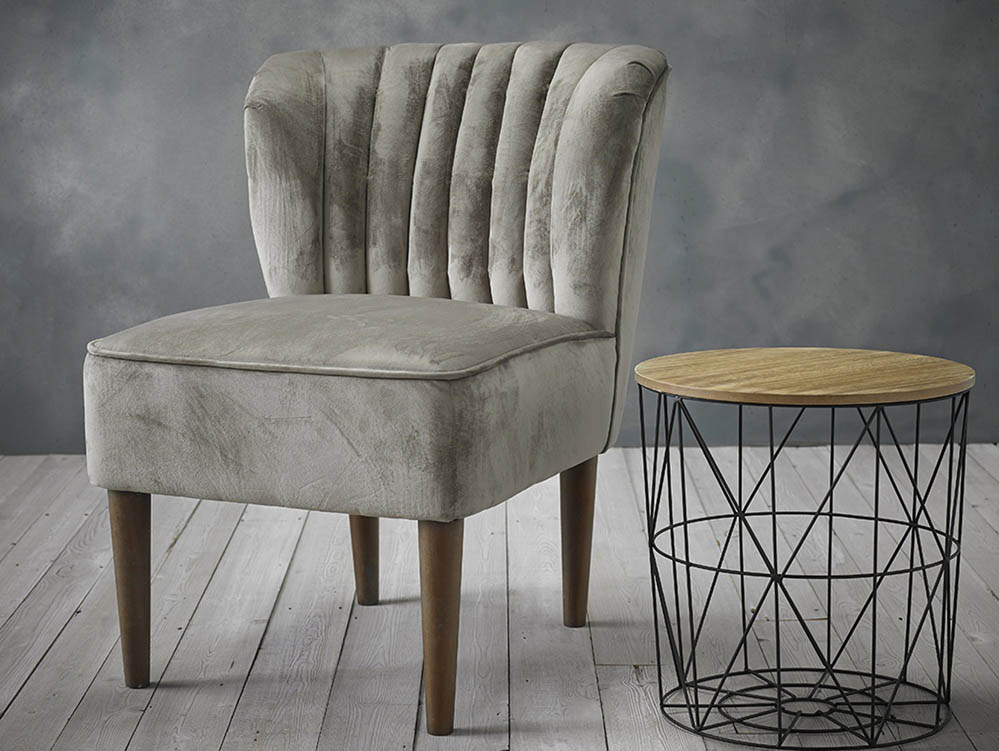 LPD LPD Bella Steel Grey Velvet Upholstered Fabric Accent Chair