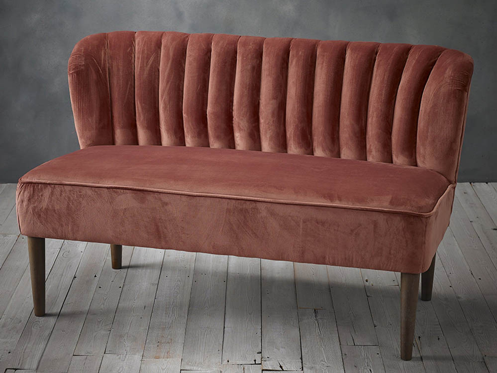 LPD LPD Bella Vintage Pink Velvet Upholstered Fabric 2 Seater Sofa