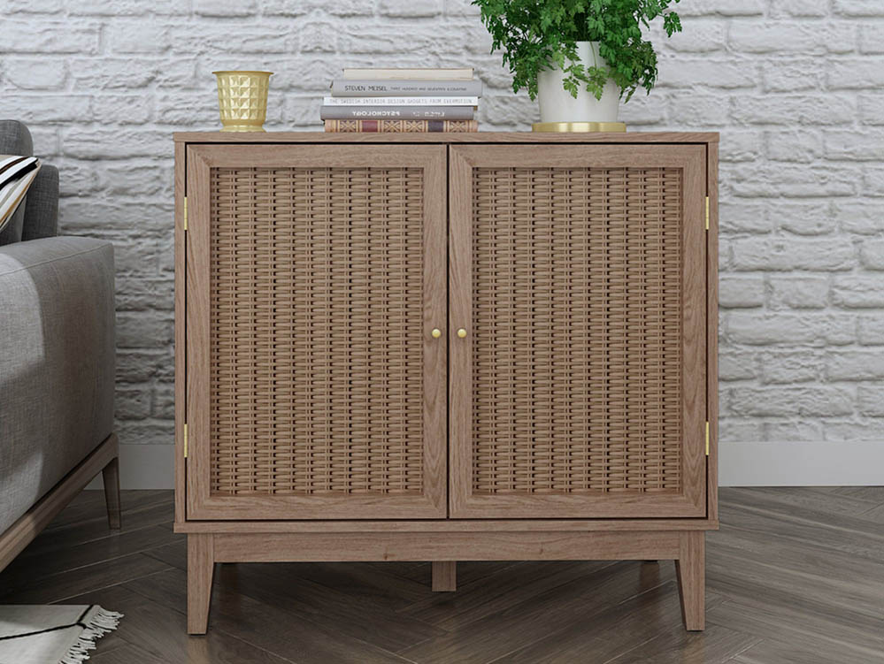 LPD LPD Bordeaux Rattan and Oak 2 Door Small Sideboard (Flat Packed)