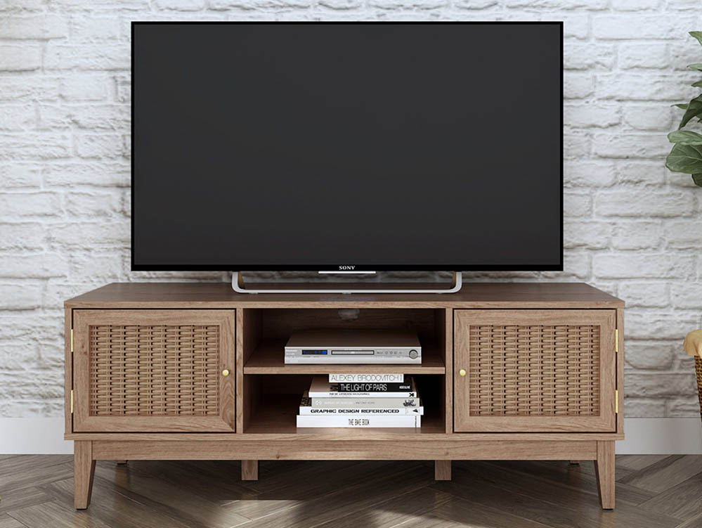 LPD LPD Bordeaux Rattan and Oak 2 Door TV Cabinet (Flat Packed)