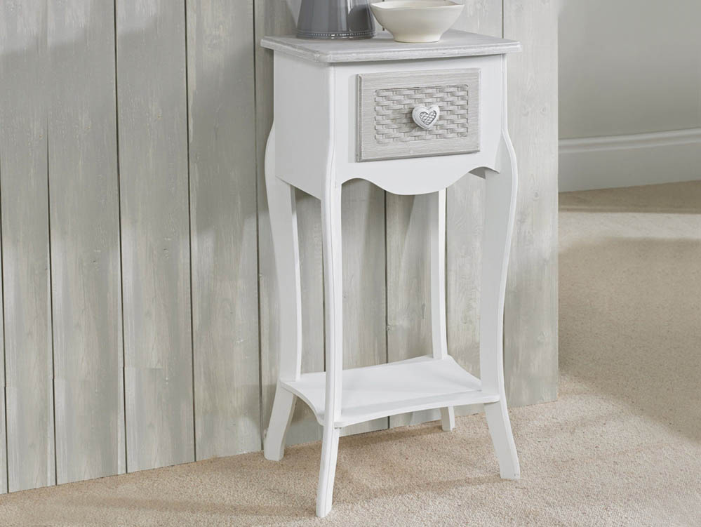 LPD LPD Brittany Grey and White 1 Drawer Bedside Cabinet (Assembled)