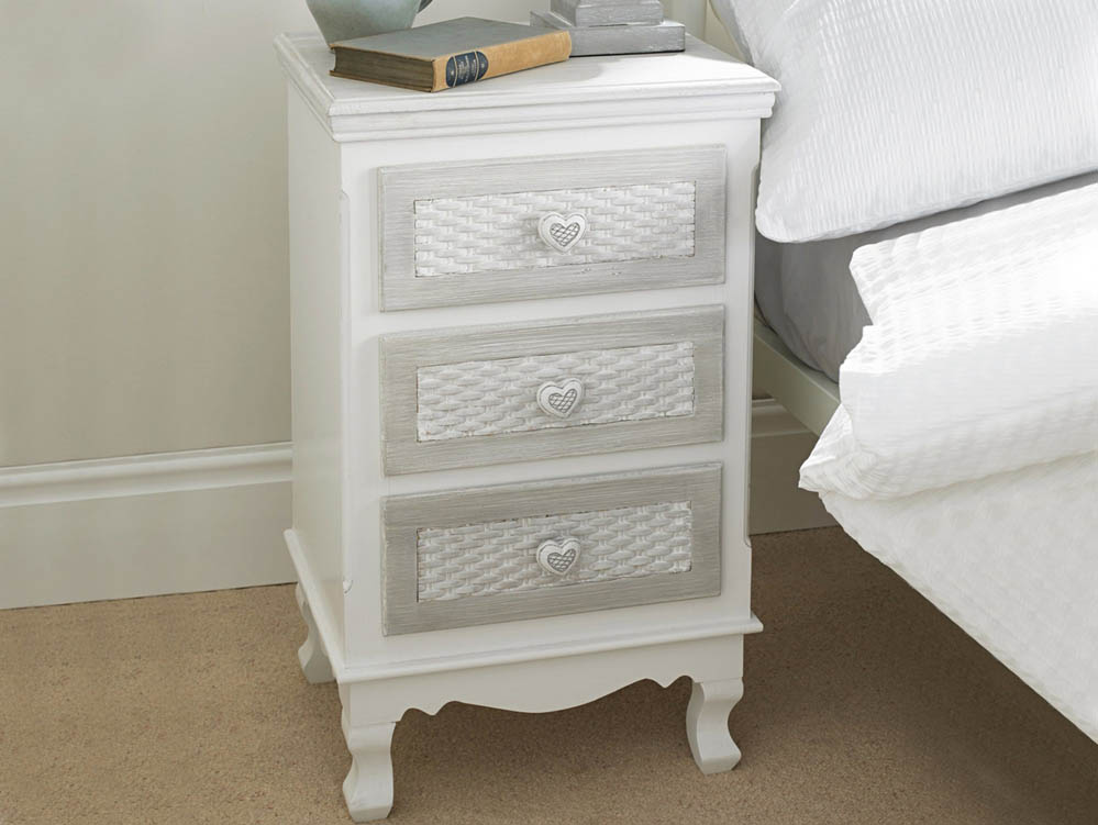 LPD LPD Brittany Grey and White 3 Drawer Bedside Cabinet (Assembled)