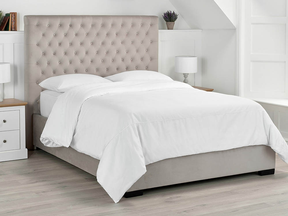LPD LPD Cavendish 5ft King Size Beige Upholstered Fabric Bed Frame