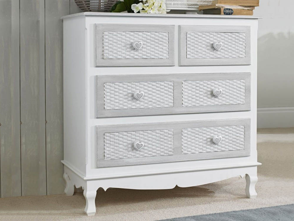 LPD LPD Brittany Grey and White 2+2 Drawer Chest of Drawers (Assembled)