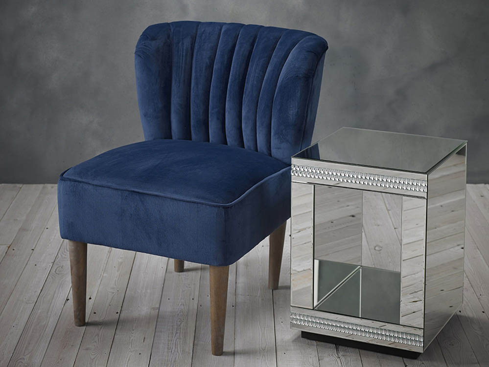 LPD LPD Bella Midnight Blue Velvet Upholstered Fabric Accent Chair