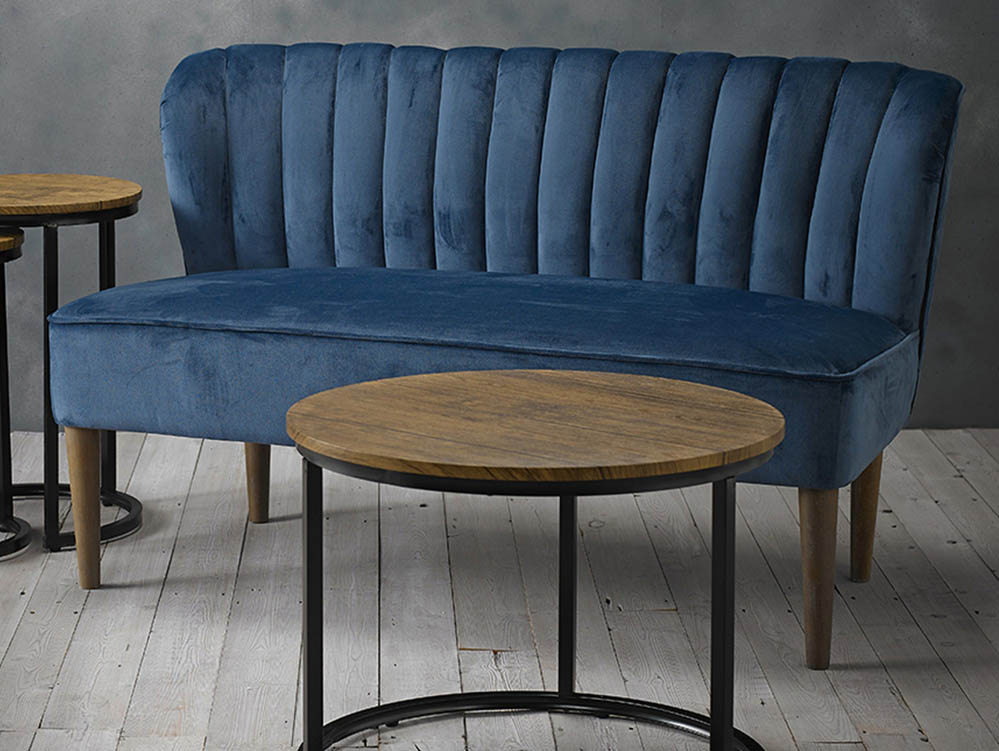LPD LPD Bella Midnight Blue Velvet Upholstered Fabric 2 Seater Sofa