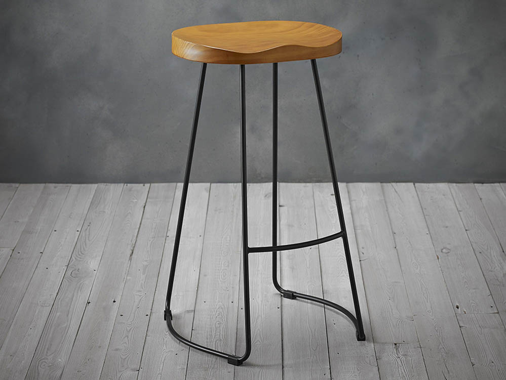 LPD LPD Bailey Pine and Black Metal Bar Stool