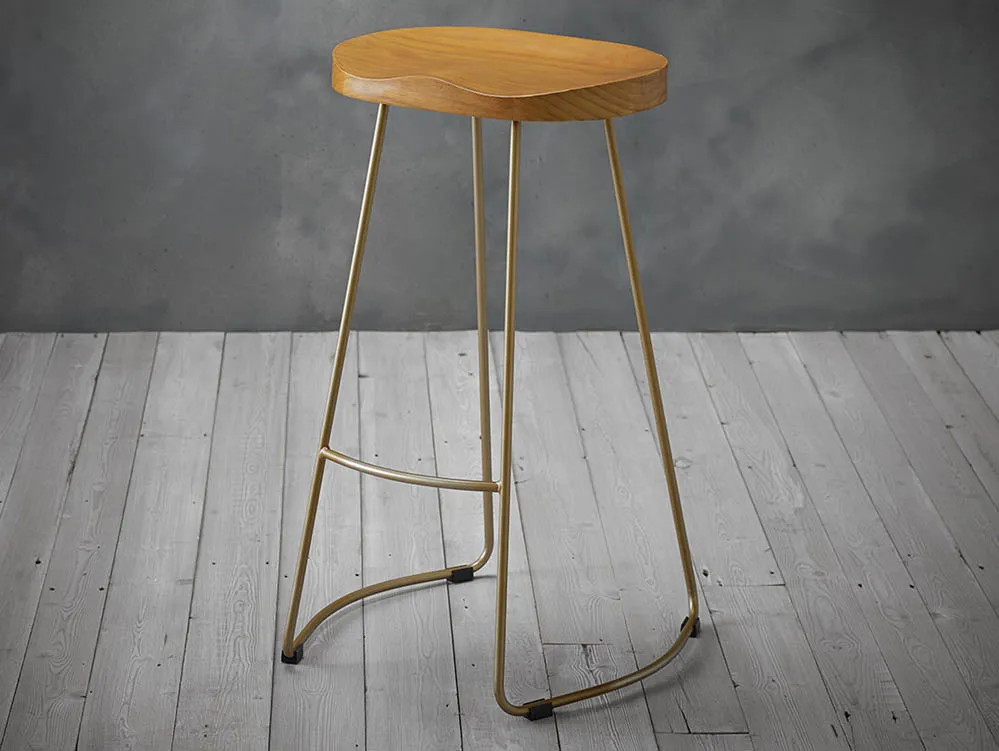 LPD LPD Bailey Pine and Gold Metal Bar Stool