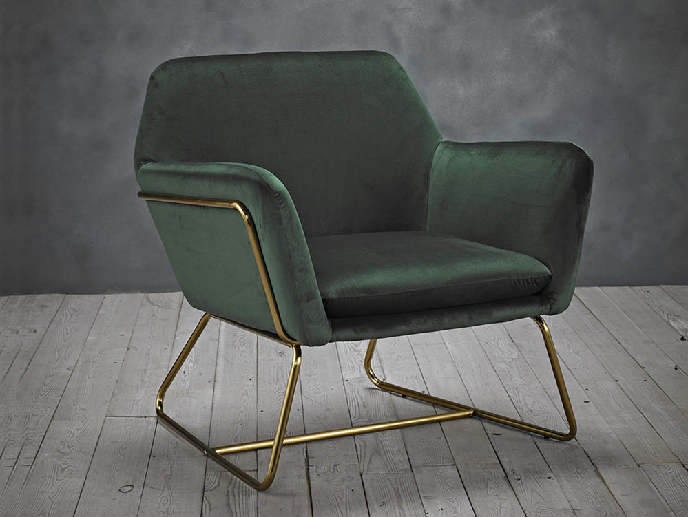 LPD LPD Charles Racing Green Velvet Upholstered Fabric Armchair