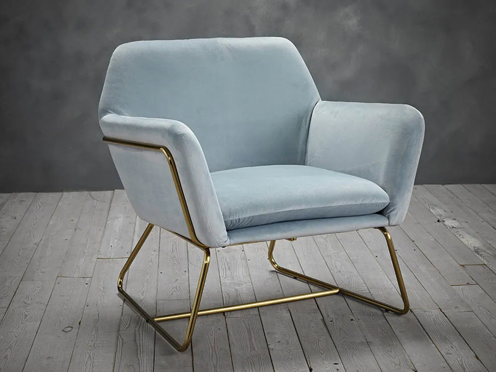 LPD LPD Charles Sky Blue Velvet Fabric Armchair