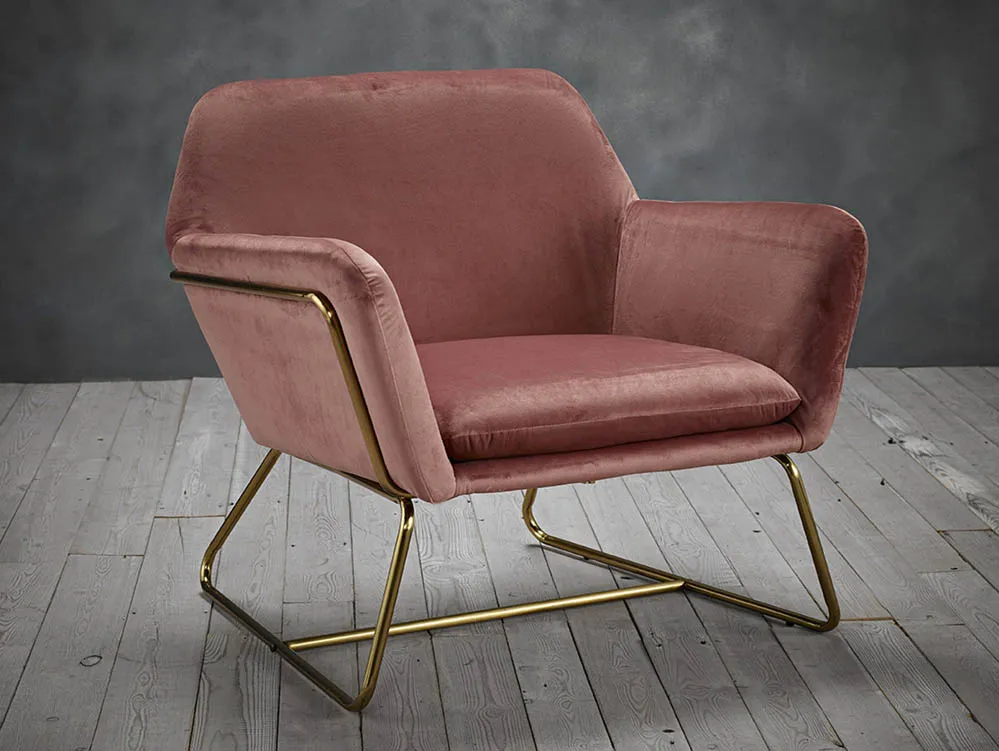 LPD LPD Charles Vintage Pink Velvet Fabric Armchair