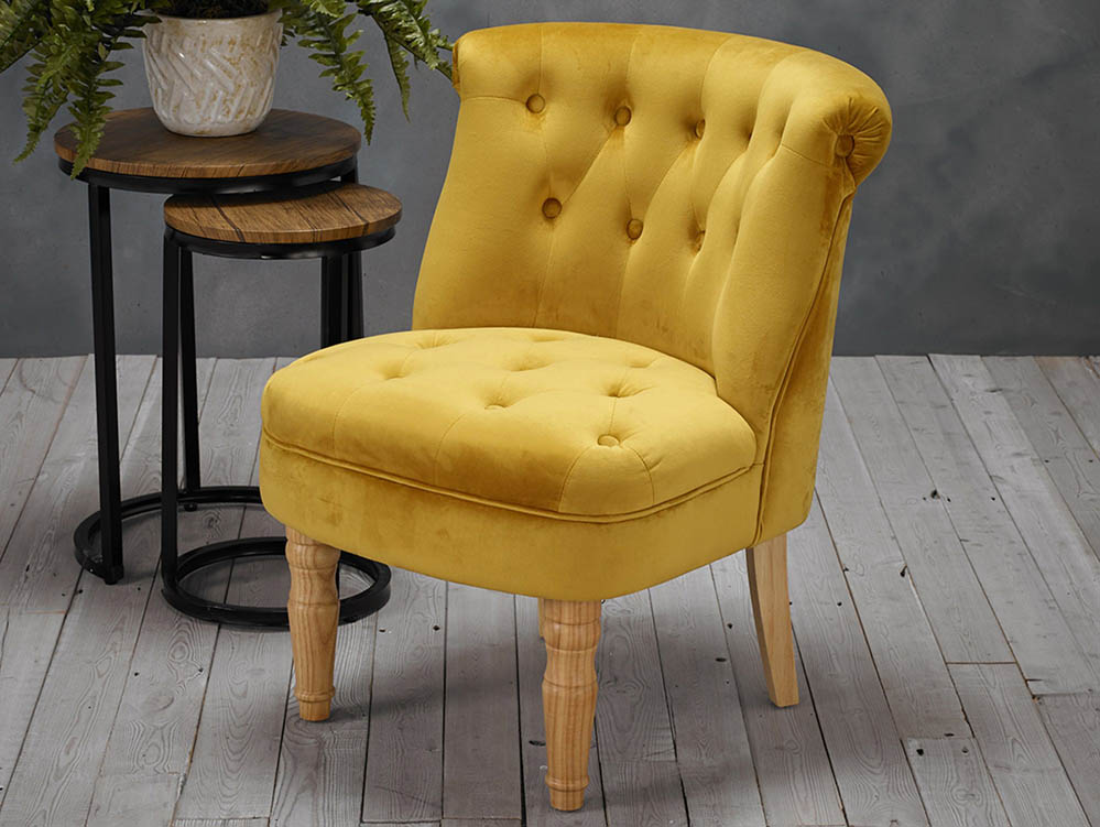 LPD LPD Charlotte Mustard Velvet Upholstered Fabric Accent Chair