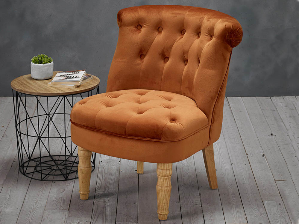 LPD LPD Charlotte Orange Velvet Upholstered Fabric Accent Chair
