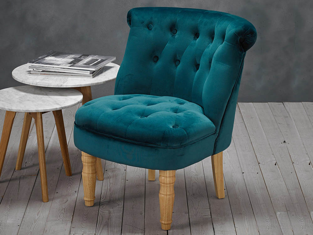 LPD LPD Charlotte Teal Velvet Upholstered Fabric Accent Chair