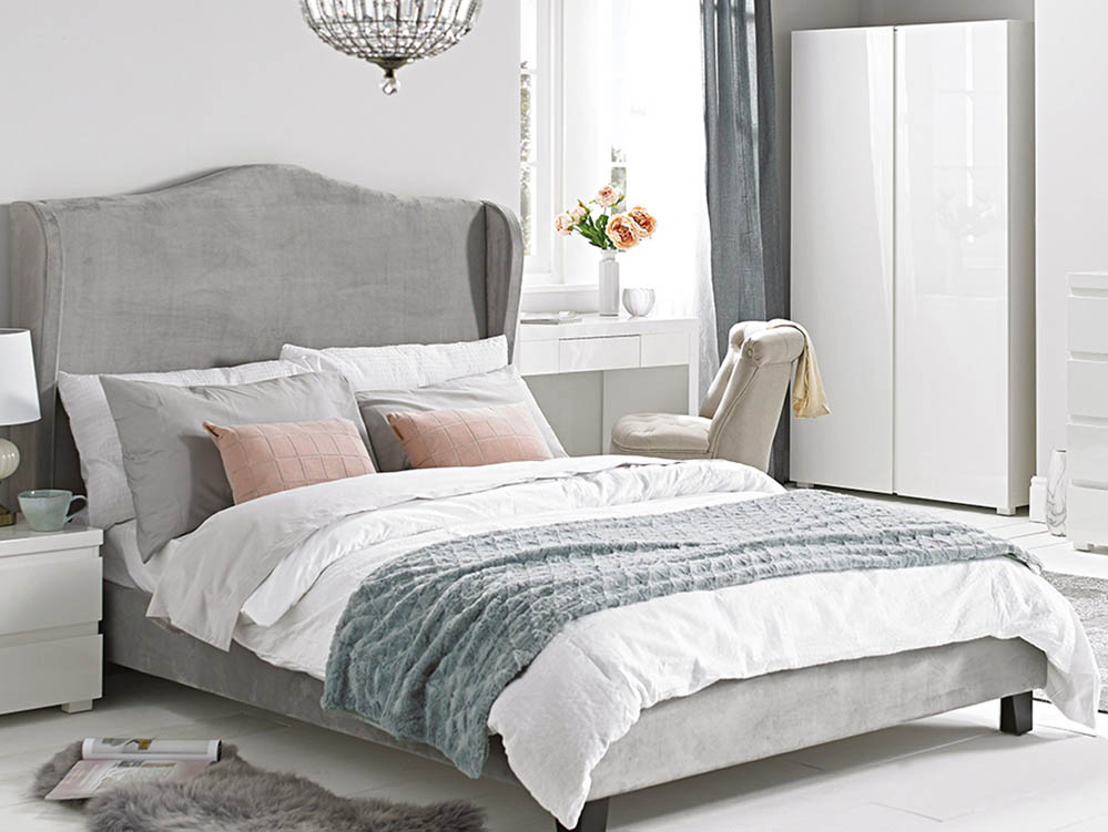 LPD LPD Chateaux 4ft6 Double Silver Upholstered Fabric Bed Frame