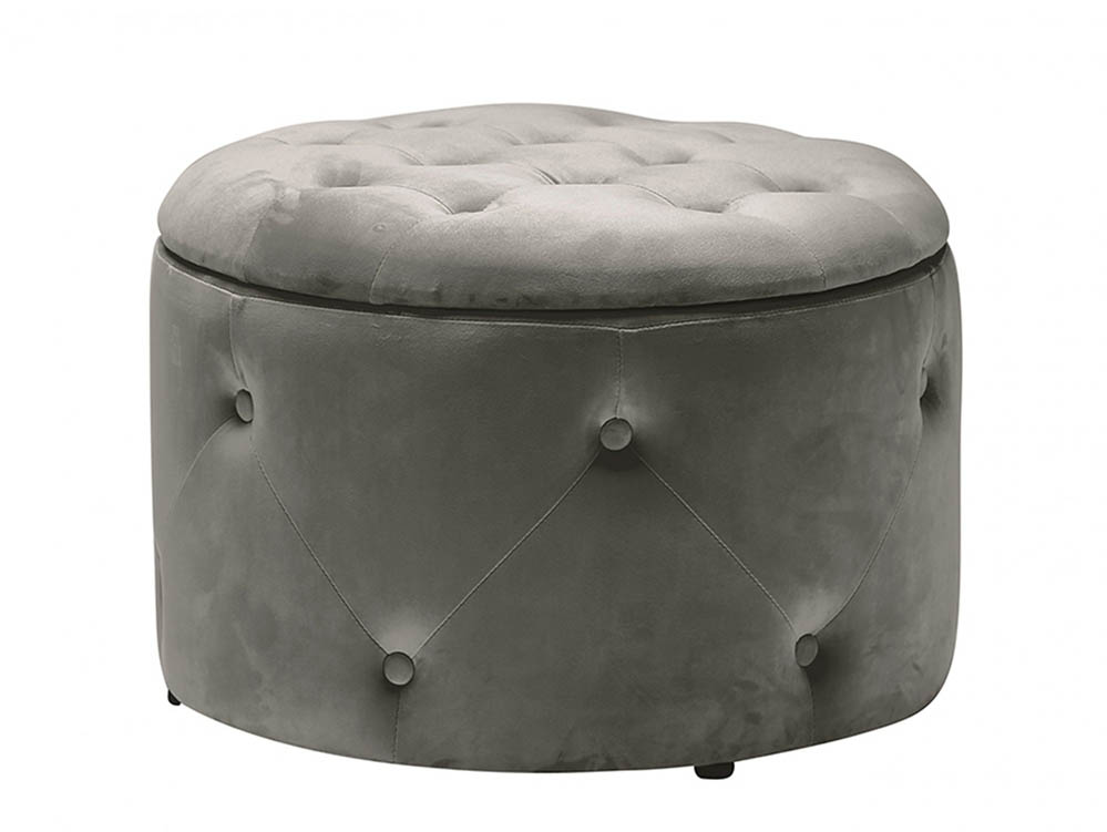LPD LPD Cleo Charcoal Upholstered Fabric Ottoman Storage Pouffe