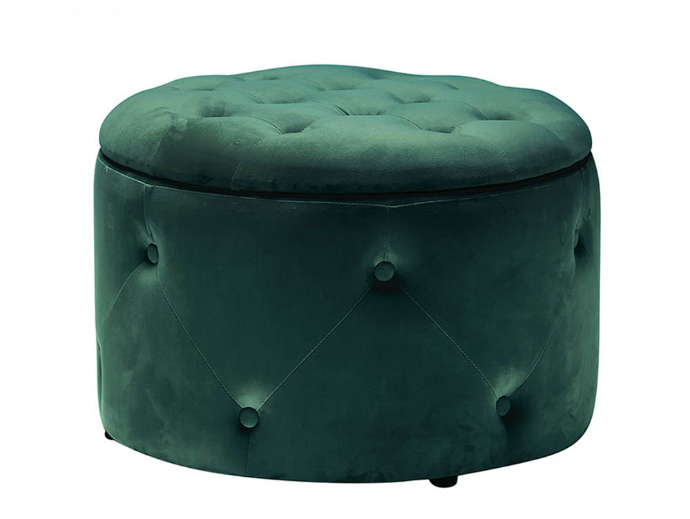 LPD LPD Cleo Teal Upholstered Fabric Ottoman Storage Pouffe