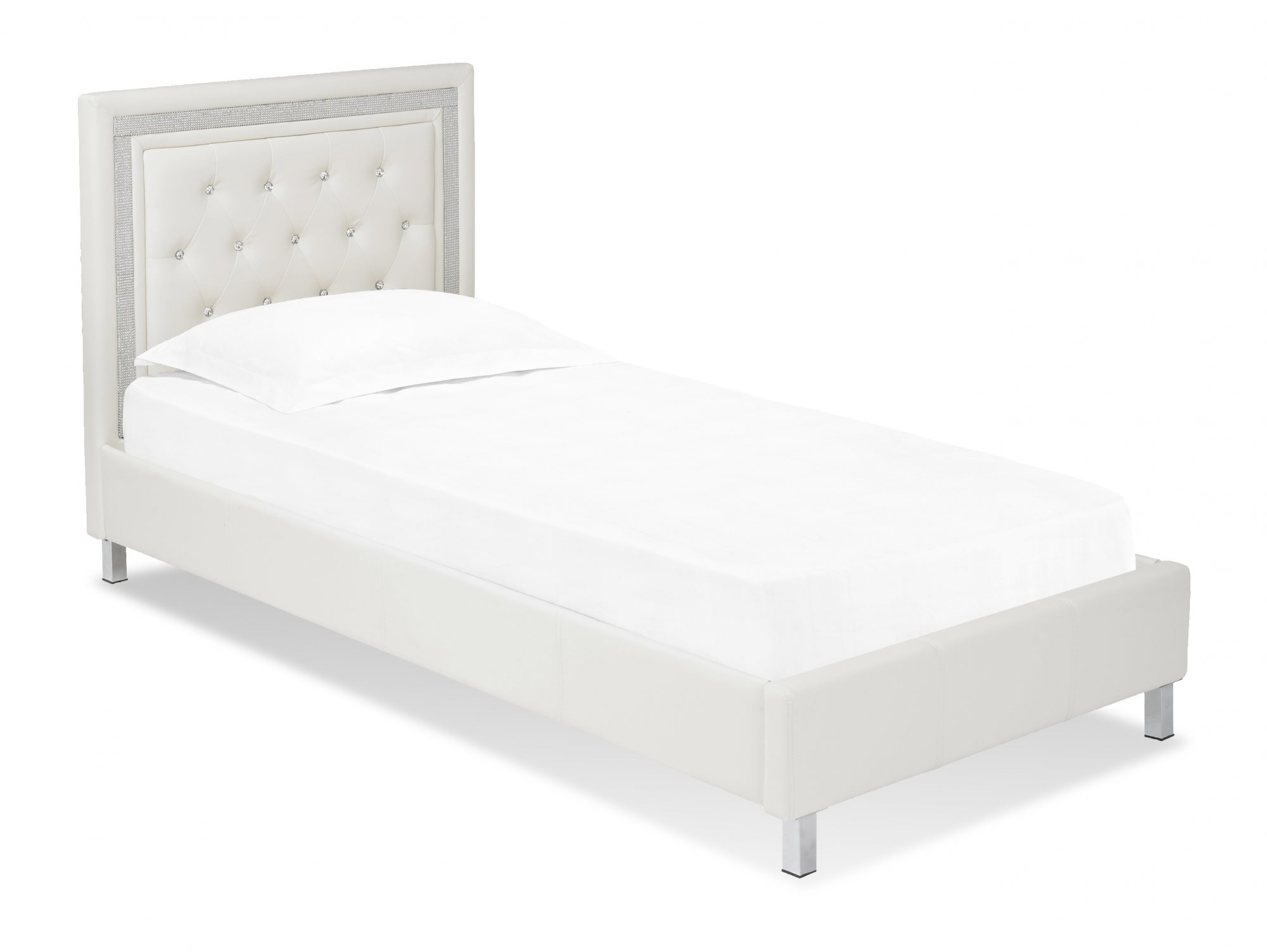 LPD LPD Crystalle 3ft Single White Upholstered Faux Leather Bed Frame
