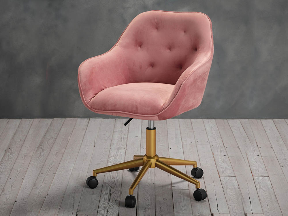 LPD LPD Darwin Pink Velvet Upholstered Fabric Office Chair (Flat Packed)