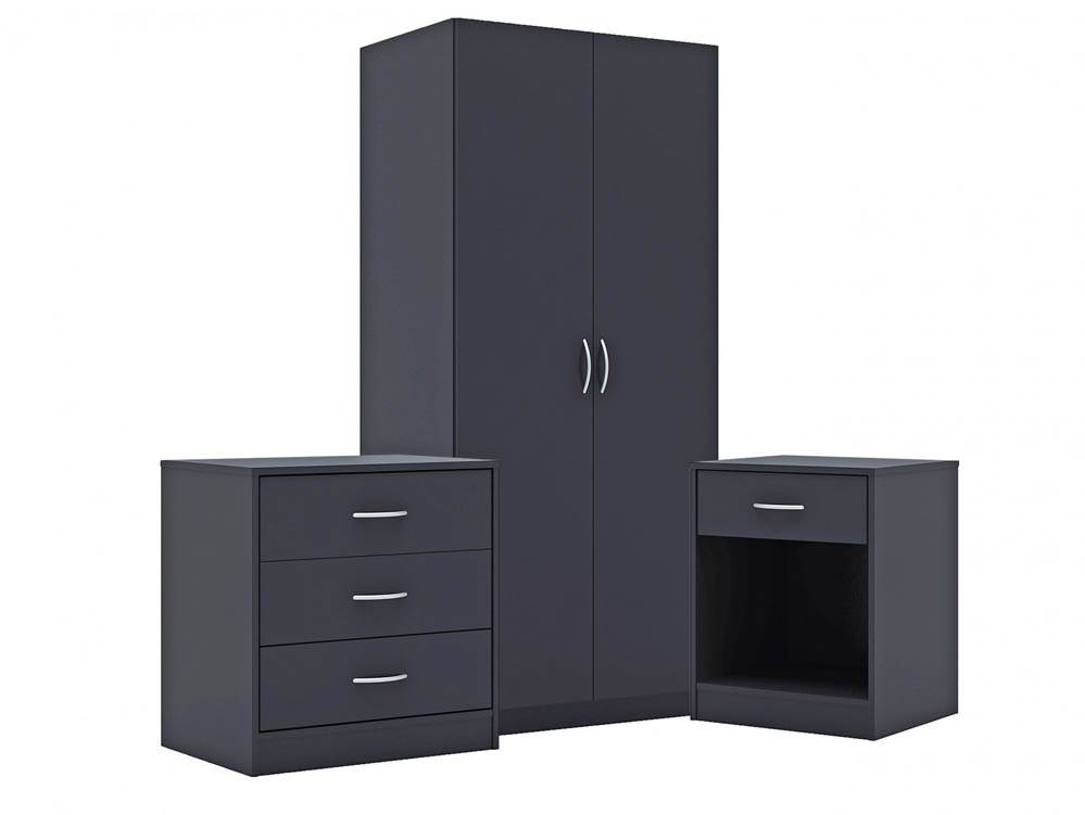LPD LPD Delta Black 3 Piece Bedroom Furniture Package (Flat Packed)