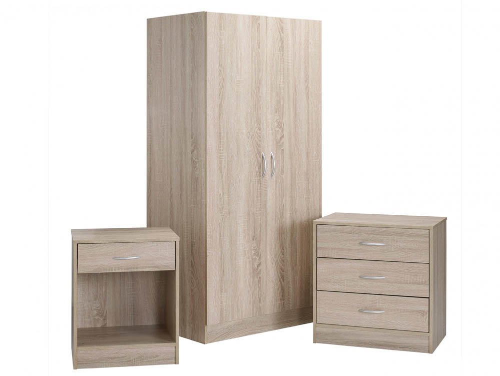 LPD LPD Delta Oak 3 Piece Bedroom Furniture Package (Flat Packed)