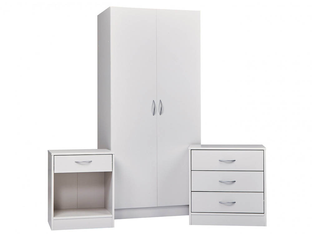 LPD LPD Delta White 3 Piece Bedroom Furniture Package (Flat Packed)