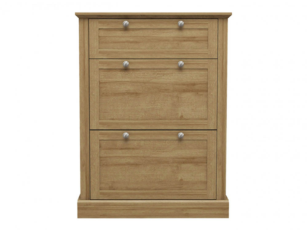 LPD LPD Devon Oak 3 Door Shoe Cabinet (Flat Packed)