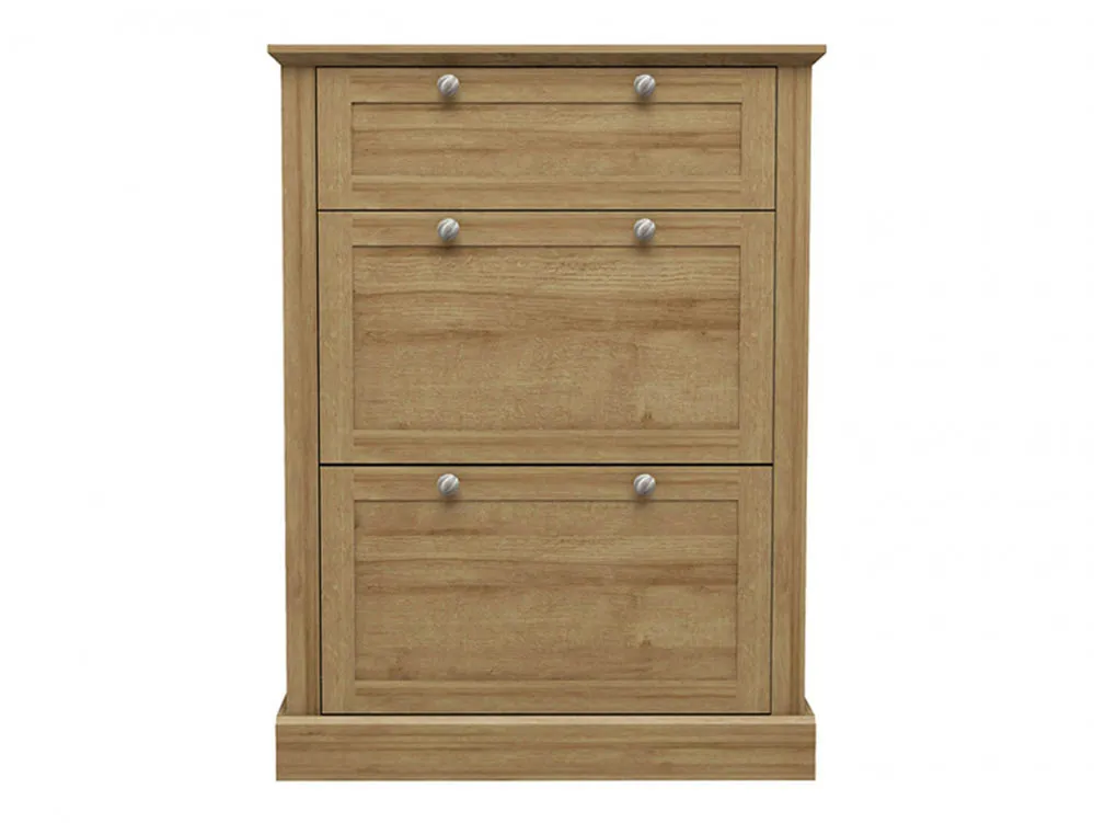 LPD LPD Devon Oak 3 Door Shoe Cabinet