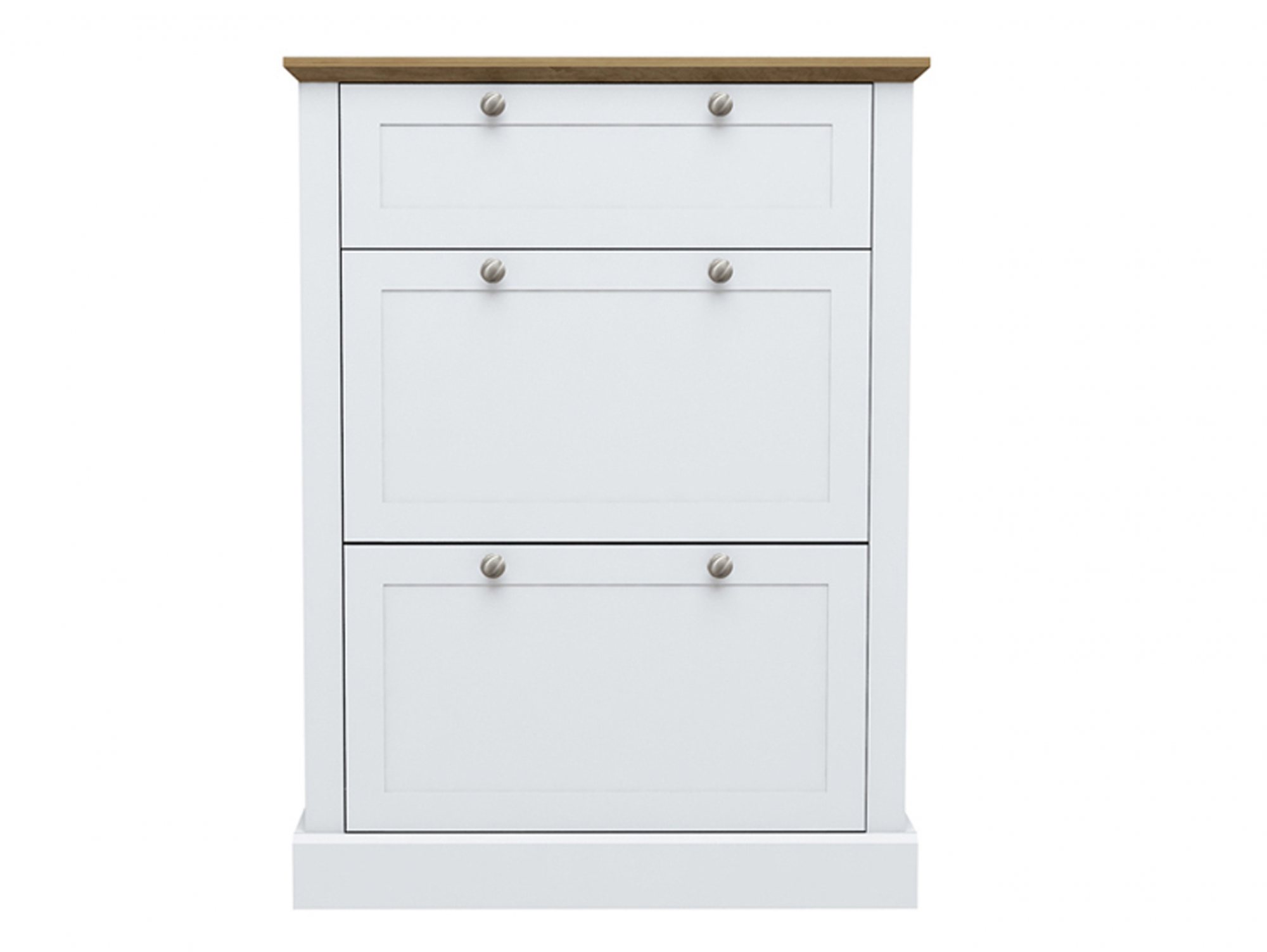 LPD LPD Devon White and Oak 3 Door Shoe Cabinet (Flat Packed)