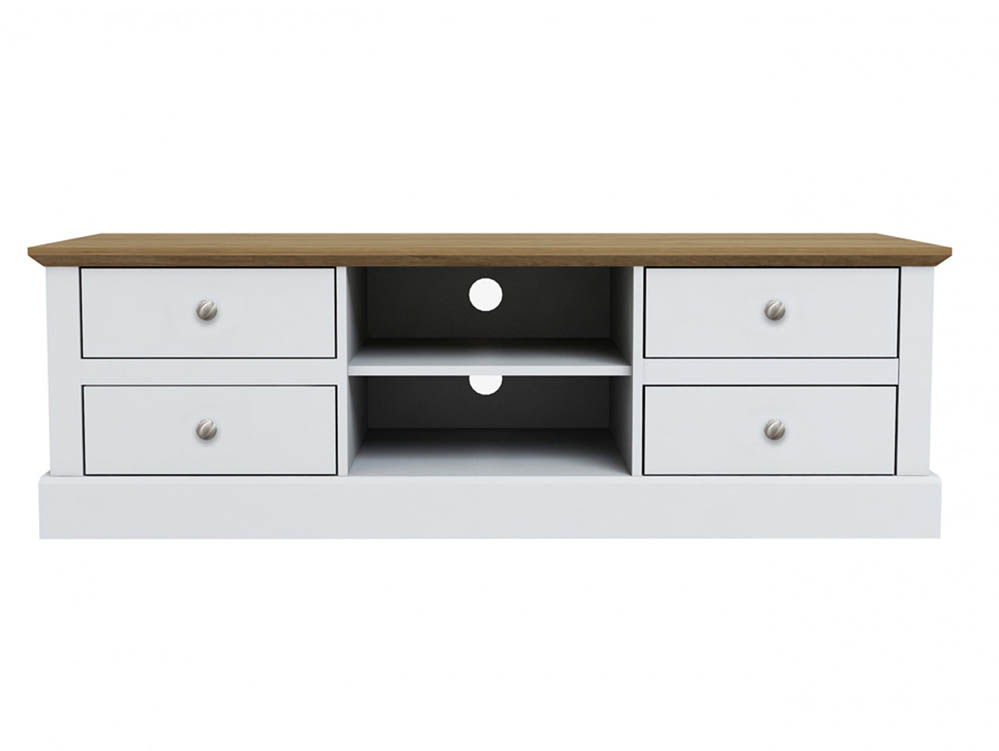 LPD LPD Devon White and Oak 4 Drawer TV Cabinet (Flat Packed)
