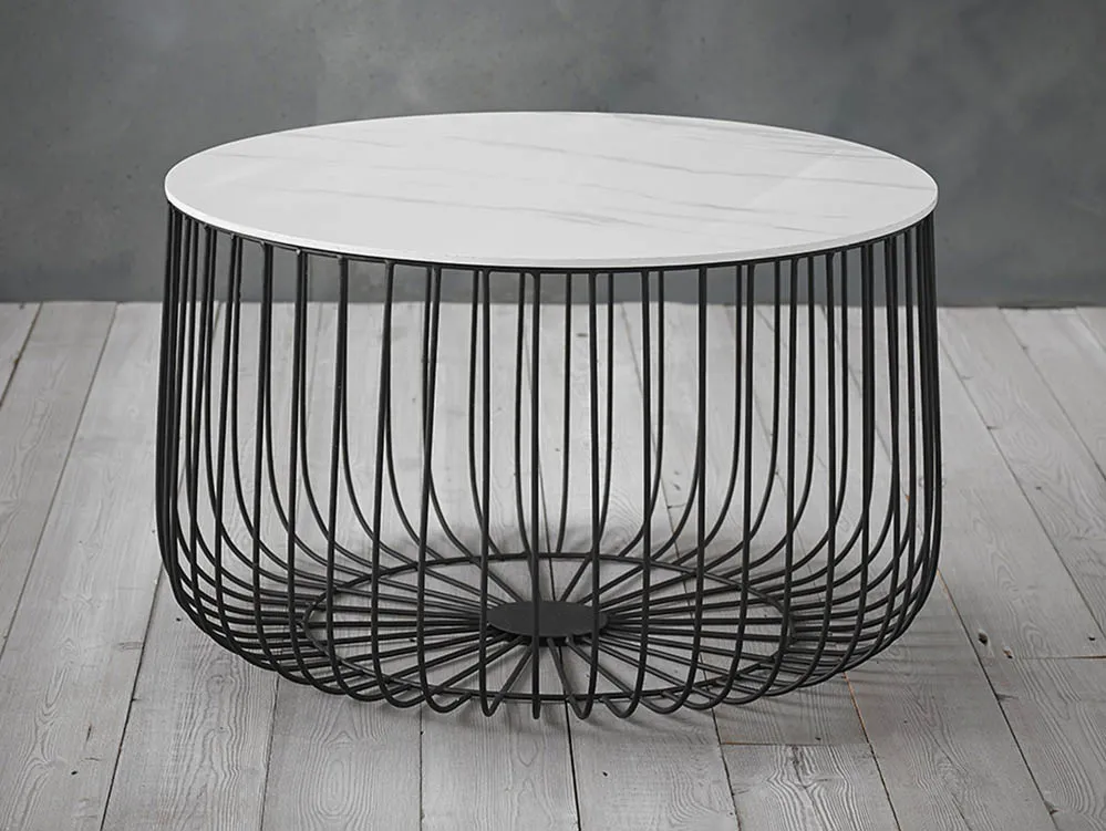 LPD LPD Enzo Marble Effect and Black Cage Storage Coffee Table
