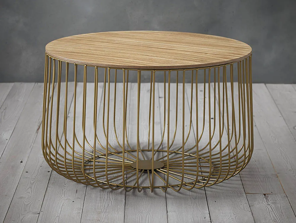 LPD LPD Enzo Oak and Gold Storage Coffee Table