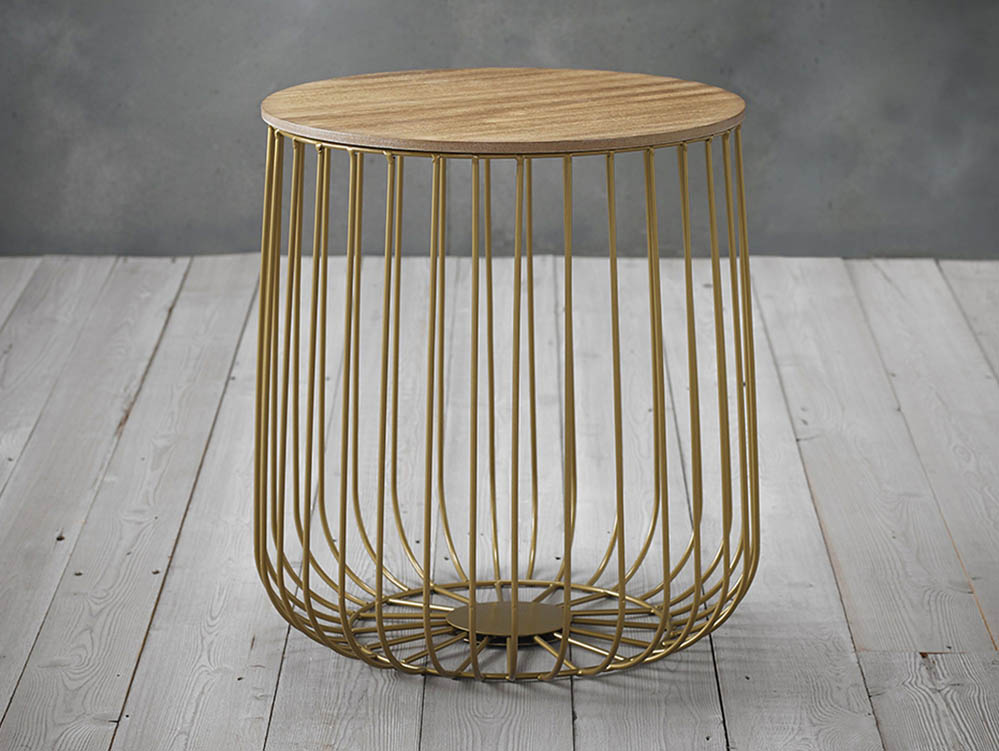 LPD LPD Enzo Oak and Gold Storage Lamp Table