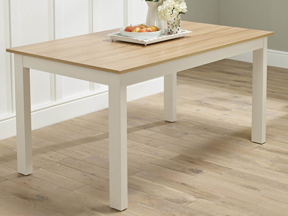 LPD LPD Cotswold 150cm Cream and Oak Dining Table (Flat Packed)
