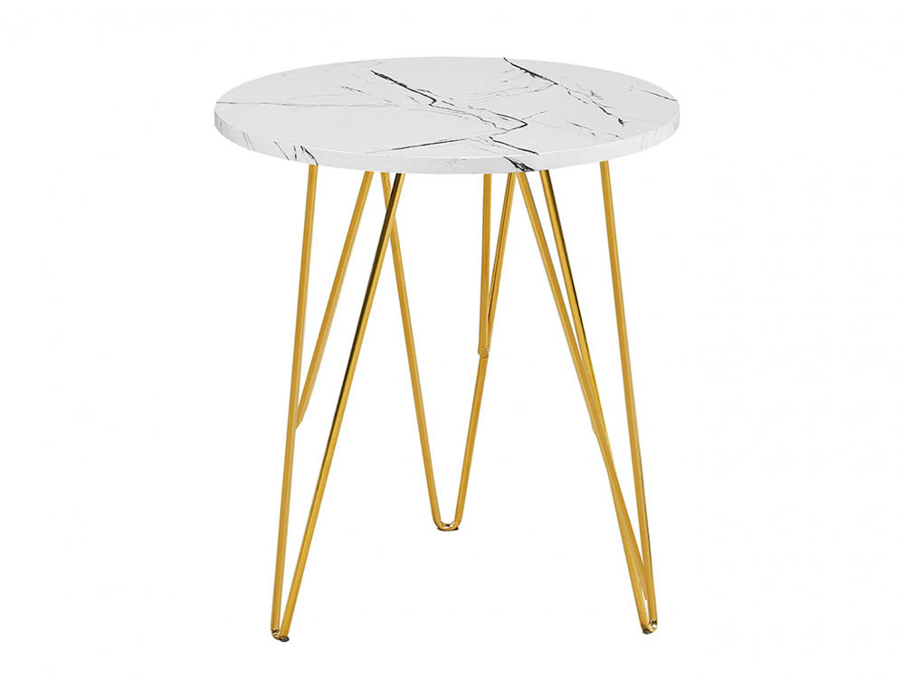 LPD LPD Fusion White Marble and Gold Lamp Table (Flat Packed)