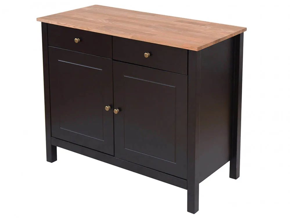 LPD LPD Copenhagen Black and Oak 2 Door 2 Drawer Sideboard