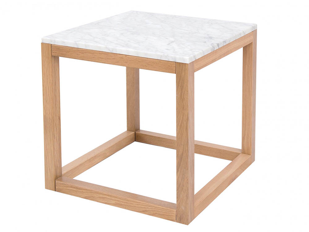 LPD LPD Harlow White Marble and Oak Lamp Table (Flat Packed)