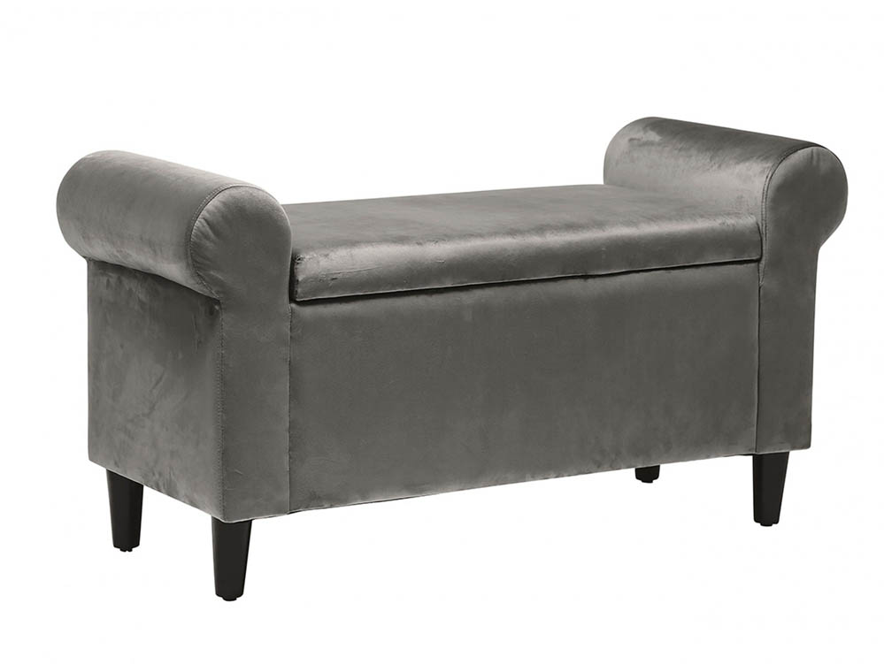 LPD LPD Highgrove Grey Velvet Upholstered Ottoman Storage Bench (Flat Packed)