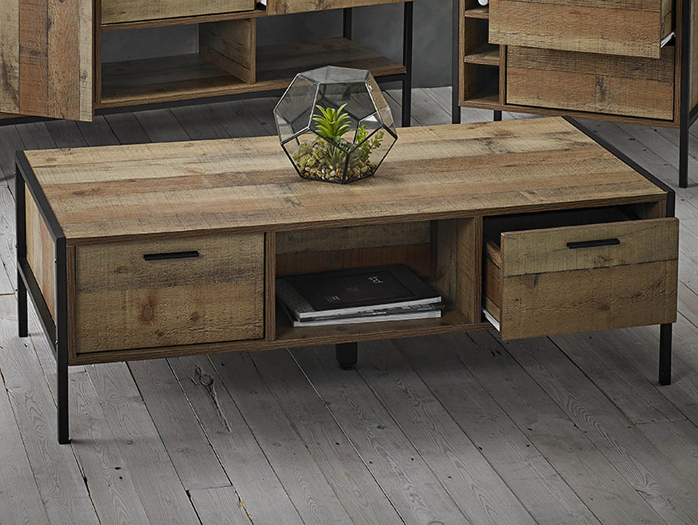 LPD LPD Hoxton Rustic Coffee 4 Drawer Coffee Table (Flat Packed)