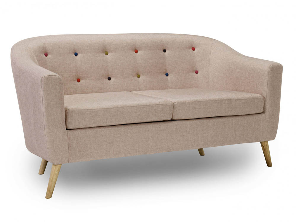 LPD LPD Hudson Beige Linen Upholstered 2 Seater Sofa
